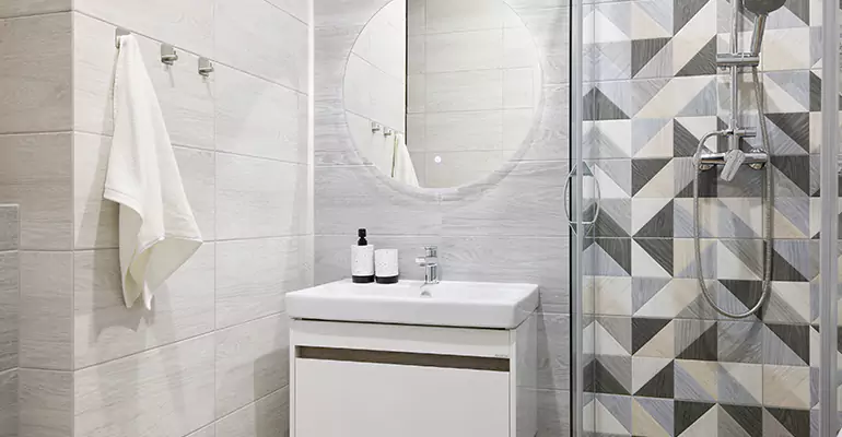 Modern Small Bathroom Walk-In Shower Remodel in Salina